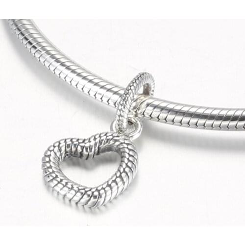 Authentic S925 Charm Snake Heart Pendant Charms fit Lady Bracelet Bangle DIY Jewelry