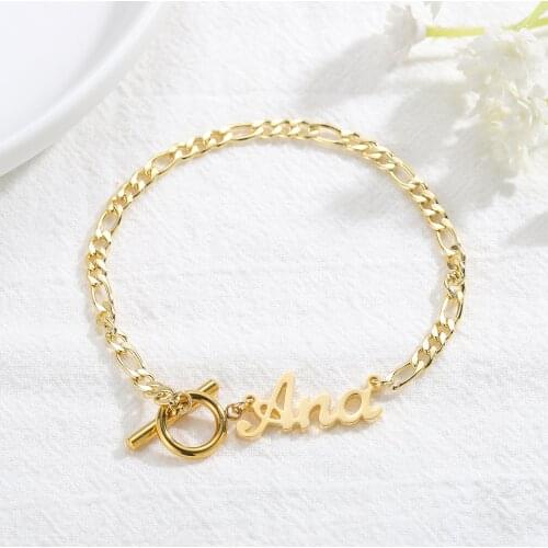 Custom Name Bracelet For Women Gold Stainless Steel Charms Jewelry Personalized Letter Bracelets For Best Friend Gift Bijoux