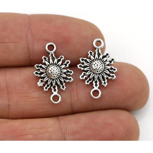 JAKONGO Antique Silver Plated Sun Charm Connectors for Jewelry Making Bracelet Accessories DIY Handmade Findings 10pcs/lot