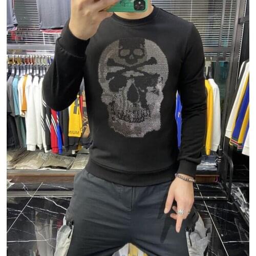 Casual Rhinestones hoodies Sweatshirts winter Mens Clothes Pullover Diamonds design Hoodies M-4XL