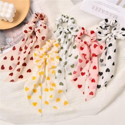 French Silk Scarf Headband Fairy Sen System Super Fairy Peach Heart Chiffon Hair Band Tie Hair Low Ponytail Streamer Head Rope