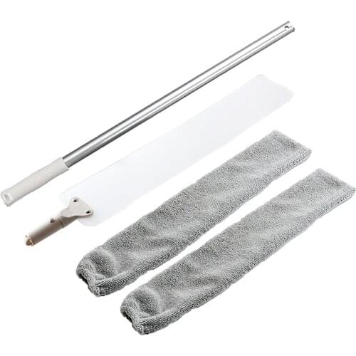 Bedside Dust Brush, Long Handle Mop Sweep Cleaning Brush, Fur Hair Sweeping Dusty Wet or Dry Use Cleaning Tool