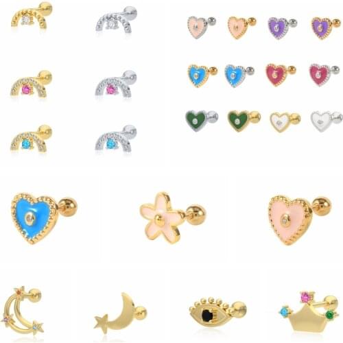 CANNER Stud Earrings 925 Sterling Silver Small Cartilage Piercing Mini Minimalist Earrings for Women Girls 2021 Trend kolczyki