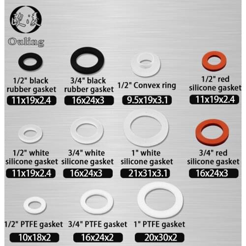 White Black 1/2" 3/4" 1"Rubber Ring Silicon PTFE Flat Gasket Sealing Ring for Shower Nozzle Hose Pipe Bellows Tube Washer Ring