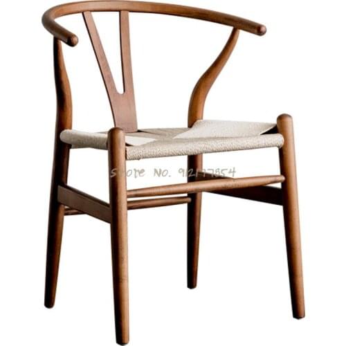 Nordic dining chair home backrest office computer chair modern casual solid wood y chair new Chinese tea table and chair