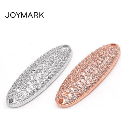 High Quality Findings White Rhodium Rose Gold Plated 925 Sterling Silver Zircon Micro Pave Bar Jewelry Connector SLJQ-CZ013