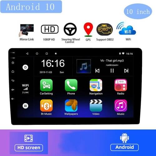 Car Radio 10" GPS 1din android 10 Universal Car Multimedia Player Wifi Mirror link Audio Car Radio