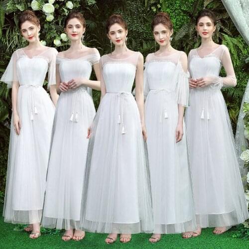 Sping One Shoulder Round V-neck Open Back Slim Was Thin Belt Simple Fashion Elegant Bridesmaid Dresses 98