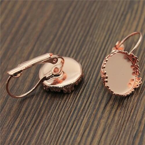 10pcs/lot 8 Colors Fit 12mm 15mm Glass Cabochon Crown Earrings Base Settings Earring Accessories Findings For Earring Making