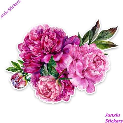 YJZT 14.2*10.5CM Beautiful Peony Flowers Modelling Decor Car Stickers High Quality Graphic 11A0906