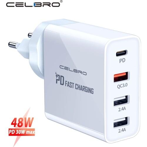 48W Multi USB PD Charger Quick Charge 3.0 Fast Phone Charger for Samsung Galaxy S20 Ultra Note 20 10 Plus Iphone 12 Pro Chargers