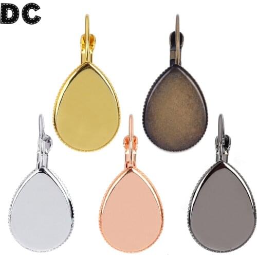 20Pcs/lot Gold/Rhodium/Silver Color Dangle Earring Base Metal Copper Cabochon Blank Setting DIY Ear Jewelry F5201