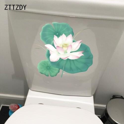 ZTTZDY 20.4*18.5CM Fresh Ink Lotus Classic Art Wall Sticker Creative WC Toilet Seat Stickers Decor T2-0053