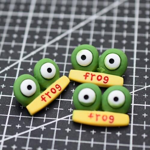 1pcs/lot resin flat back kawaii green frog ear 23mm Cabochons Hair Bow Center Card Frame Making Craft DIY