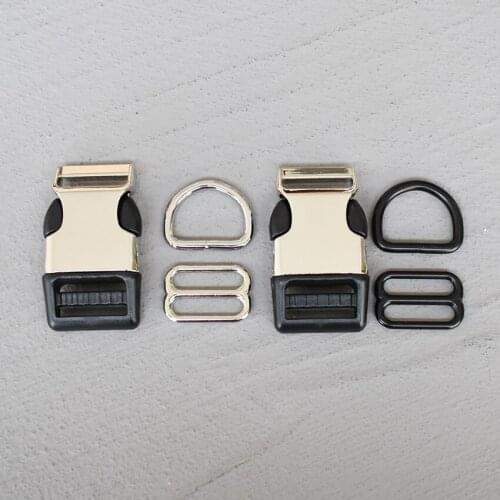 20 Sets 25mm Metal Hardware D Ring Belt Straps Piastic Side Release Buckle Curved Bracelet Dog Collar Accessories 3s8
