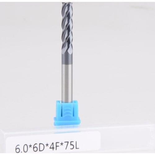 5Pcs HRC45 d6*20*D6*75L Four Flutes Micro Solid Carbide Face End Mill CNC Milling Cutter Bits For Steel Milling