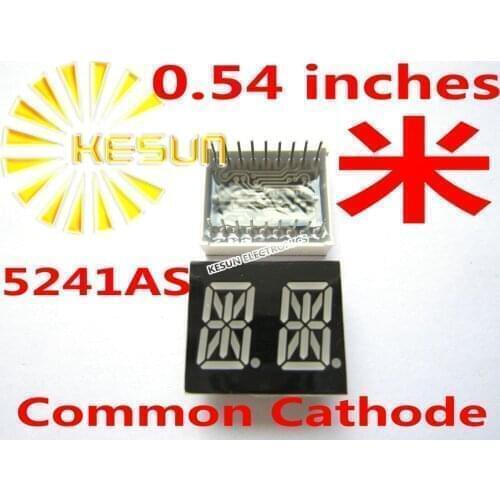50PCS x 0.54 inches Red Common Cathode/Anode 2 Digital Tube 5241AS 5241BS LED Display Module Light Beads