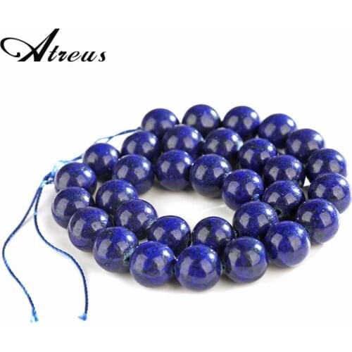 Atreus Nature Lazurite Stone Beads Smooth Round Loose Beads For Jewelry Making DIY Bracelets 4/6/8/10/12/14mm