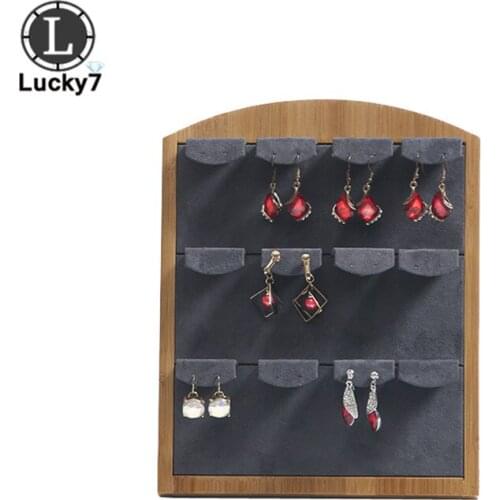 Bamboo Small Vertical Earring Display Stand Earring Stud Storage Shelf Counter Jewelry Display Props For Earrings Display