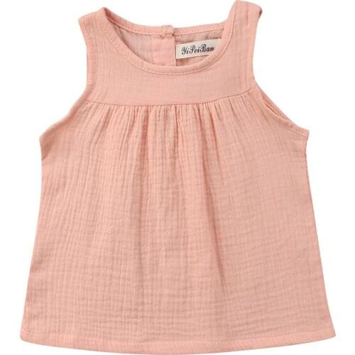 3M-5Y Infant Toddler Kids Baby Girl Summer Clothes Sleeveless Solid Color Vest T-shirt Tops Outfits Casual Clothing