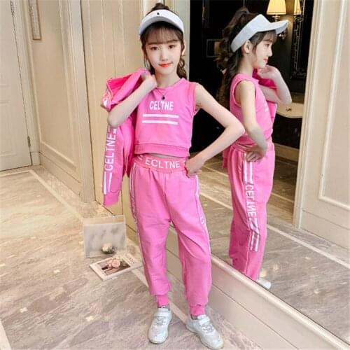 Princess Spring Summer Childrens Clothes Set Baby Girls Vest+ Coat +Pants 3pcs/Set Kids Costume Teenage Girl Clothing High Qual