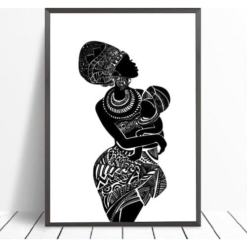 Beautiful African Woman With Baby Bedroom Wall Art Wall Picture Poster Modern Print Home Decor Retro poster kraft paper