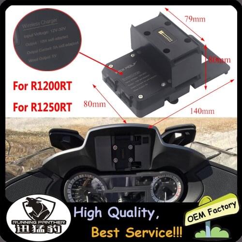 For BMW R1200RT R1200 RT R1250RT 2014-2020 2019 Wireless Charger Mobile Phone Navigation Bracket Motorcycle USB Charging Mount