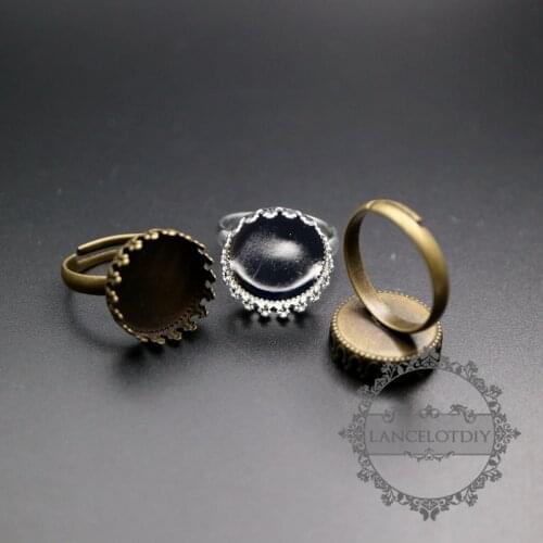 15mm setting size round crown vintage style bronze,silver brass ring tray supplies 1211066