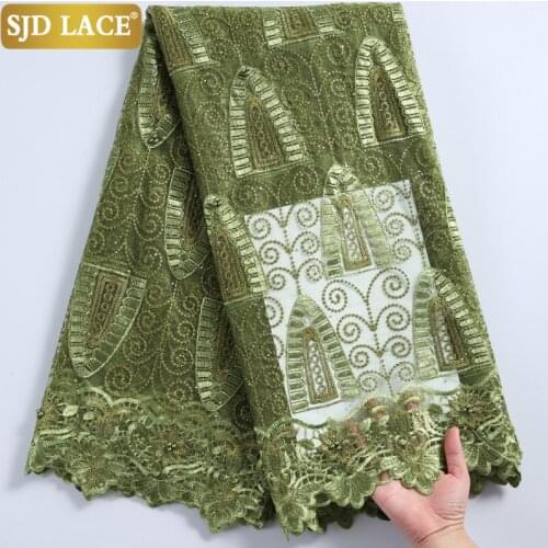 SJD LACE Beads And Stones Design French Mesh Lace Fabric 2021Newest African Lace Fabric Cheap Sale Nigerian Lace Fabric SewA2255