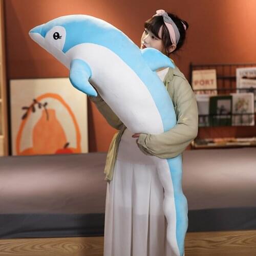 Big Size Kawaii Dolphin Plush Toys Lovely Stuffed Soft Sea Animal Pillow Dolls for Children Girls Sleeping Cushion Kids Gift
