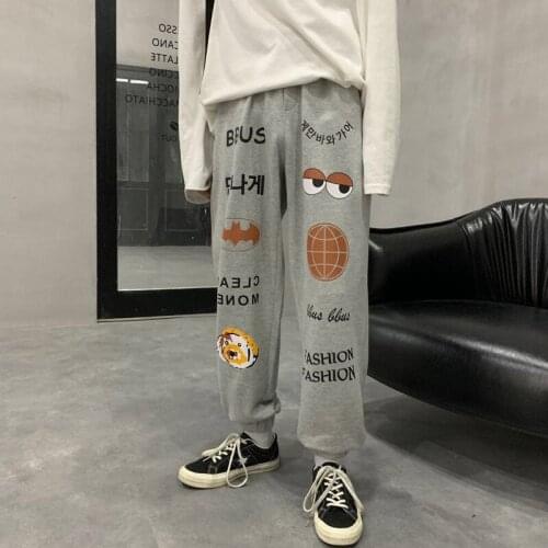 Men Funny Loose Print 2021 Harem Pants Mens Collage Casual Hip Hop Tee Sweatpants Male Spring Trousers Clothes New
