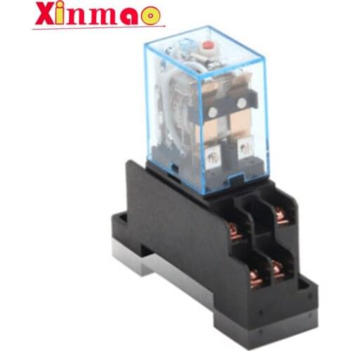 MY2P HH52P MY2NJ Relay Coil General DPDT Micro Mini Electromagnetic Relay Switch with Socket Base LED AC 110V 220V DC 12V 24V