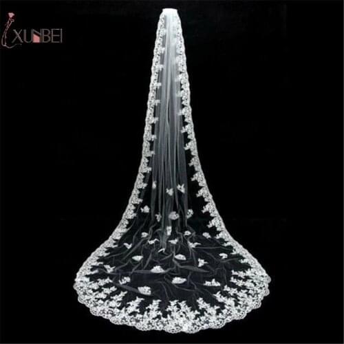 2019 Soft Tulle Appliqued Edge One Layer Long Wedding Veils With Comb Bridal Veils Wedding Accessories Free Shipping CPA066