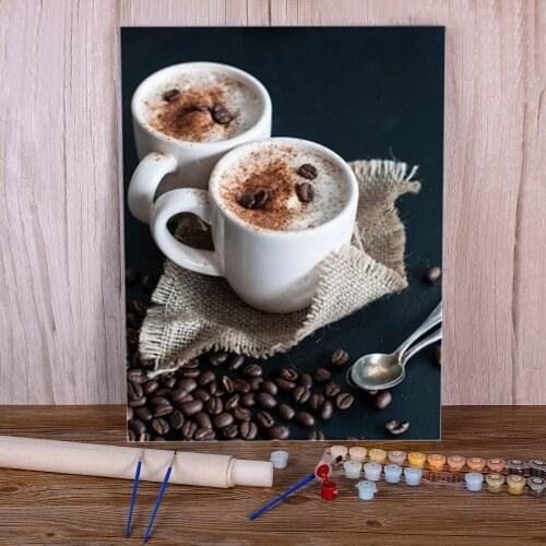 Coffee Cup Flowers Kitchen Coloring By Numbers Painting Set Acrylic Paints 40*50 Boards By Numbers Loft Picture For Art