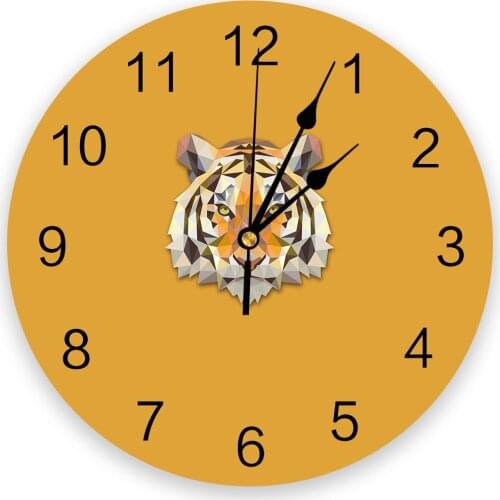 Geometric Animal Tiger Wall Clock For Home Decoration Living Room Quartz Needle Hanging Watch Modern Kitchen Clock