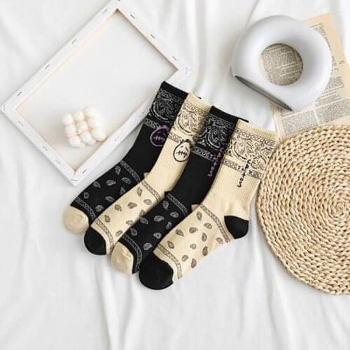 Women Socks Mid Tube Socks Funny Breathable Letters Cartoon Pattern Cotton Hip Hop Style Sports Sock Kawaii Skarpetki Damskie