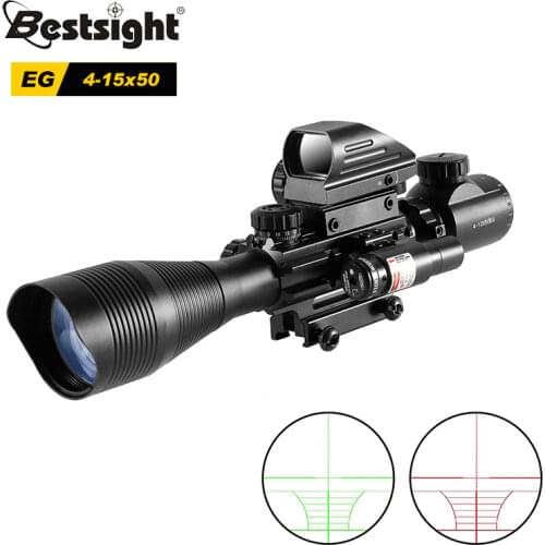 Hunting Airsofts Riflescope 4-12X50 EG 3 in 1 Tactical Air Gun Red Green Dot Laser Sight Scope Holographic Optics Scope Combo