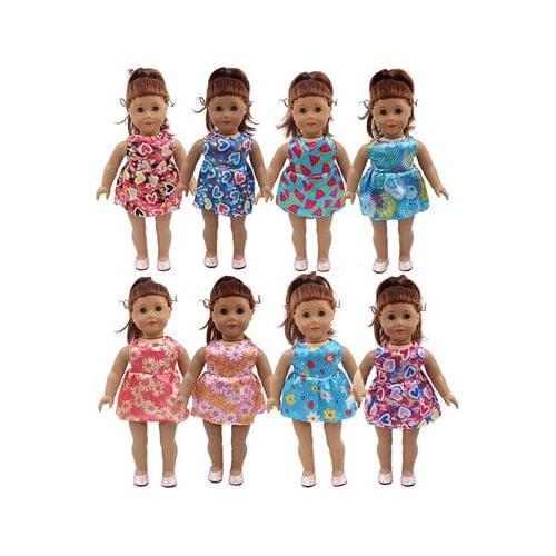 New Pattern Clothes Printed Dress Fit 18 Inch American&43cm Baby New Born Doll Clothes Accessories (excluding shoes)