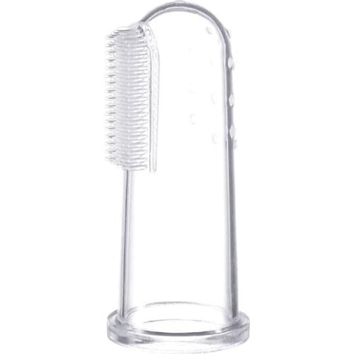Infant Baby Kids Silicone Finger-cot Toothbrush Tongue Cleaning Brush with Storage Box - Random Color