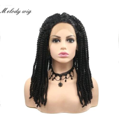 Melody Synthetic Lace Front Wigs Heat Resistant Natural Black Dreadlock Hair Crochet Braids for Women Natural Looking Drag Queen