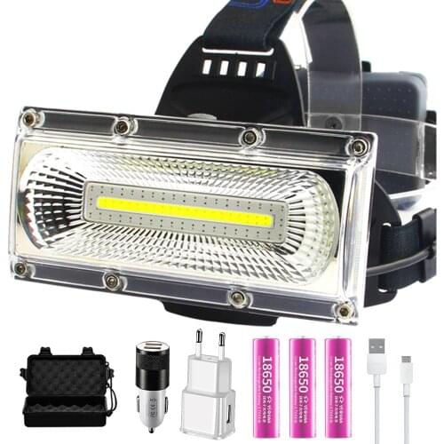 Floodlight COB LED Headlamps Waterproof working head lamp 3Modes Head Lantern 3*18650 Rechargeable Frontal HeadLamp