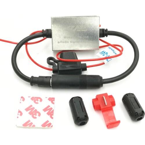 100PCS/LOT FM Signal Amplifier Anti-interference Metal Car Antenna Radio Universal Auto FM Booster Amp 88-108 Mhz 12V(6.8)