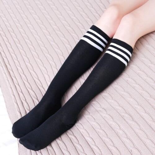 Spring Striped Stocking For Women Sexy Knee High Long Socks Fashion Elastic Knee Socks Ladies Black/White Warm Thigh High Socks