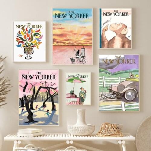 The New Yorker Vintage Animal City Illustration Wall Art Canvas Painting Posters And Prints Living Room Nordic Style Decoration