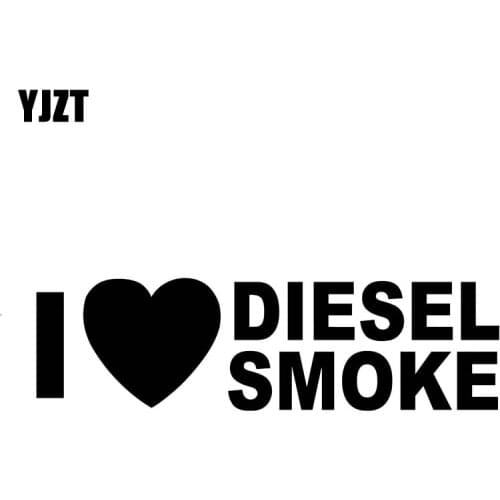 YJZT 15CM*4.4CM I LOVE DIESEL SMOKE Turbo Car Sticker Vinyl Decal Heart Black Silver C10-00942