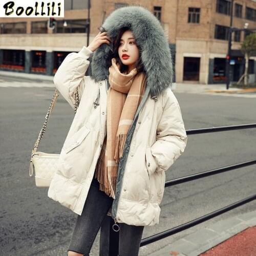 Boollili White Duck Down Jacket Women 2020 New Real Fox Fur Collar Winter Jacket Women Parka Korean Puffer Jacket Abrigos