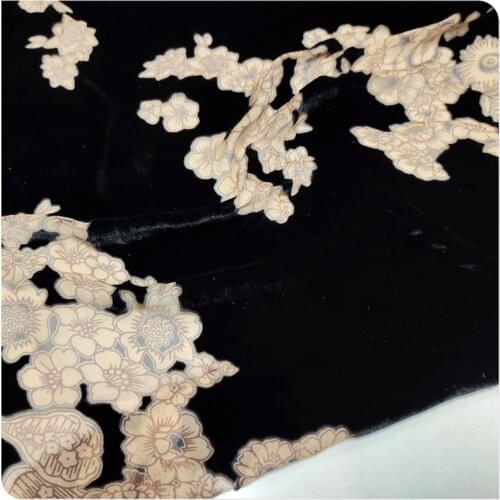 1 Meter White Flower Hollow-out Mulberry Silk Bottom Cotton Velvet Dress Shirt Shawl Clothing Fabric