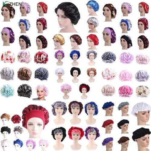 1pc Adjust Solid Satin Bonnet Hair Styling Cap Long Hair Care Women Night Sleep Hat Silk Head Wrap Shower Cap Hair Styling Tools