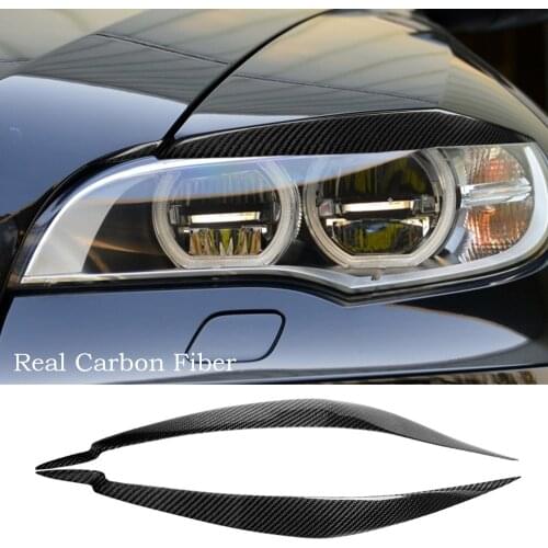 2*Real Carbon Fiber Headlight Eyelid eyebrow Cover For BMW E71 X6 X6M 2008-2014