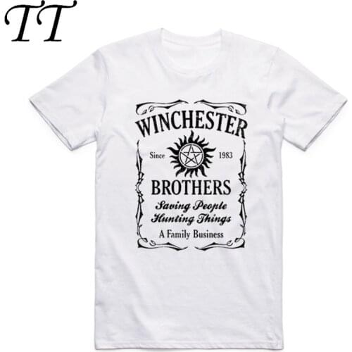 2017 S-XXX Mens Supernatural TV Series Winchester Bros Sam Dean Castiel T-shirt Short sleeve O-Neck Camisetas